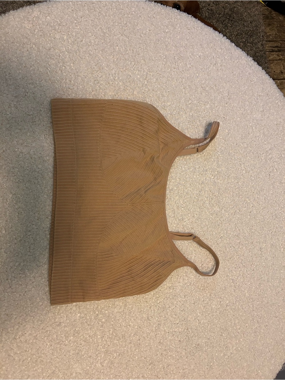 aerie Ribbed Seamless Bandeau Bralette in Tan
